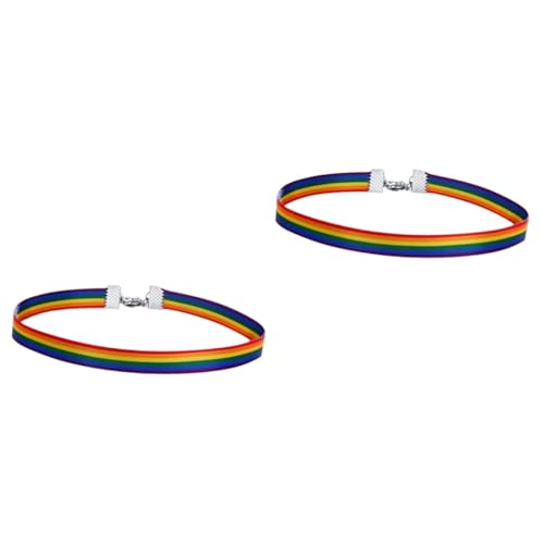 SAFIGLE 2 Stk Regenbogen-Halskette Halsketten paar halskette Regenbogen-Halsband dehnbarer Halsreif uhrenarmbänder eine Halskette Halsschmuck Regenbogenkragen Rostfreier Stahl Schleife von SAFIGLE