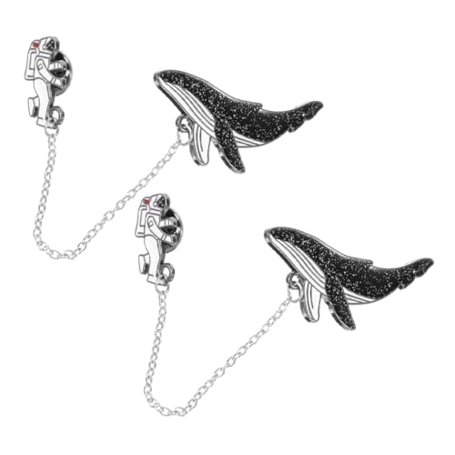 SAFIGLE 2 Stück Astronauten Wal Broschen Kawaii Tier Anstecker Für Mäntel Und Kleider Kettenbrosche Für Männer Und Frauen Für Tücher Schals Und Rucksäcke von SAFIGLE