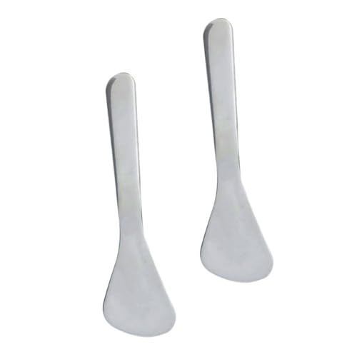 SAFIGLE 2 Stück Augencreme Augencreme Löffel Spatel Löffel Hautpflege Spatel Hautpflege Spatel Gesichts Make Up Spatel Creme Spatel Hautpflege Tools Edelstahl Silber von SAFIGLE