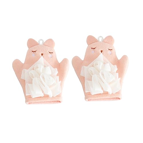 SAFIGLE 2 Stück Bade handschuhe Peeling Peeling für schrubben Badeschwämme Peelinghandschuhe waschen Badehandschuhe für Schwammwäscher Badschwamm Körperschwamm Handtuch Rosa von SAFIGLE