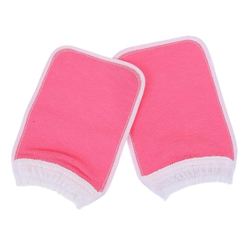 SAFIGLE 2 Stück Badetuch Handschuh Dusche Schwer Duschschrubber Seidig Peeling-handtuch Einfach Schrubben Waschen Badepeeling Badefäustlinge Körperpeeling Für Frauen Rosa Pflanzenfasern von SAFIGLE