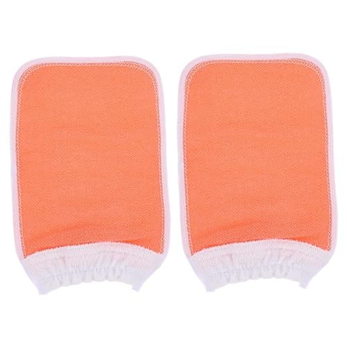 SAFIGLE 2 Stück Badetuch Körper Handtuch doppelt schrubben Badewanne Duschhandschuh Dusche mit Badehandschuhe für das Badezimmer Badehandschuhe Dusche Badeschrubber Pflanzenfasern Orange von SAFIGLE