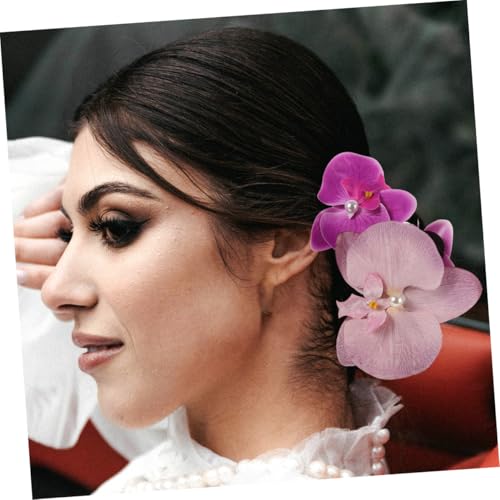 SAFIGLE 2 Stück Blumen Haarklammern Phalaenopsis Orchideen Haarschmuck für Dickes und Dünnes Haar Lebensechte Haarspangen mit Farbverlaufendem Blütendesign Modische Accessoires für Damen von SAFIGLE