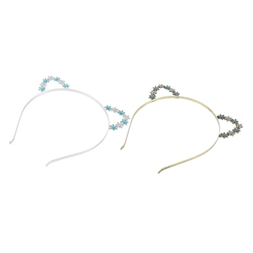SAFIGLE 2stücke Katzenohr-stirnband Blumen-haarreif Haarband Aus Legierung Haarschmuck Für Junge Mädchen Und Erwachsene von SAFIGLE