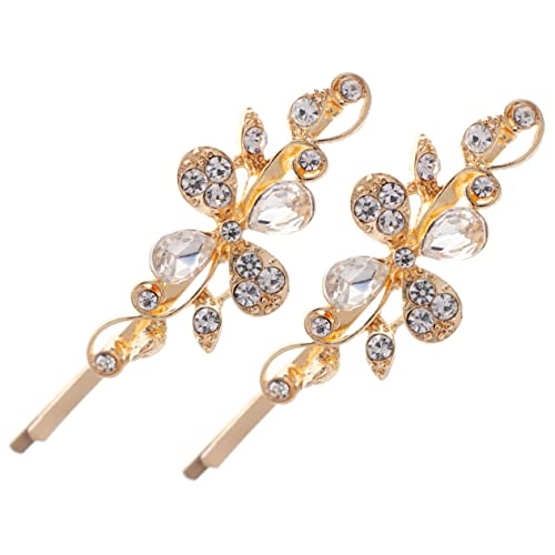 SAFIGLE 2 Stück Blumenmusik -Haarclip Zubehör Hochzeitshaarschmuck für Frauen Brautjungfer Party geformt seitliche Clips für Haare Haarclip für dicke Haare Legierung Golden von SAFIGLE