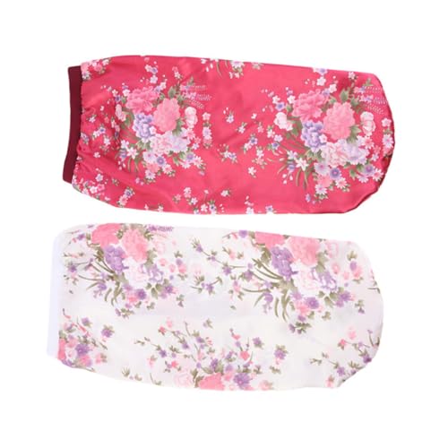 SAFIGLE 2 Stück Blumenmuster Elastische Haarkappe für Damen Haarprotektor Kopftuch für Einen Gepflegten Haarschnitt Beim Schlafen Rot Weiß von SAFIGLE