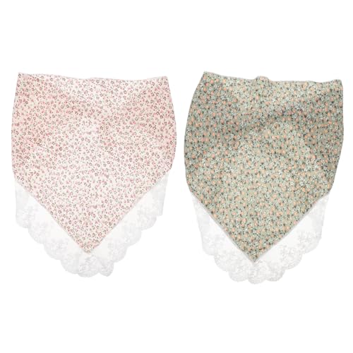 SAFIGLE 2stücke Blumen-haarschals Blumen-stirnband Für Damen Dreiecks-kopftuch Stirnbänder Mit Blumendruck Damen-stirnbänder Blumen-haarschal-stirnband Spitzen-kopftuch Blumen-kopftuch von SAFIGLE