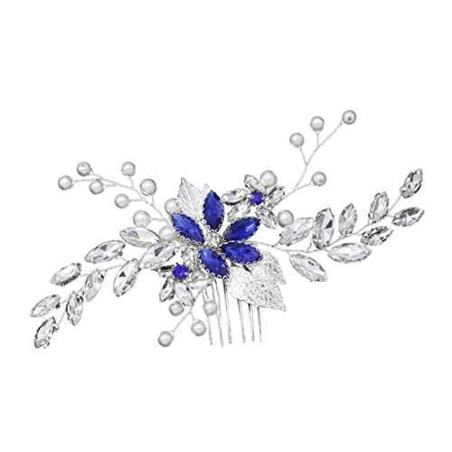 SAFIGLE 2 Stück Brautschmuck Haarreifen mit Perlendesign und Strasssteinen Haarkämme für Hochzeiten und Festliche Anlässe Blau Silber von SAFIGLE