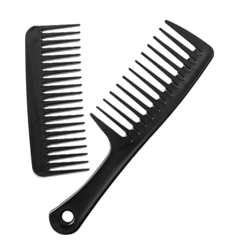 SAFIGLE 2 Stück Breitzahn Haarkämme für Nasses und Trockenes Haar Tragbares Statisches Friseurwerkzeug für Männer und Studenten für Styling Schwarz von SAFIGLE