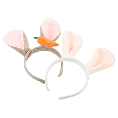 SAFIGLE 2 Stück Bunny Headband mit Hasenohren und Karotten Design Niedliches Cosplay Stirnband für Party Karneval Ostern Haarschmuck Mädchen Tierohren Haarbänder für Erwachsene von SAFIGLE