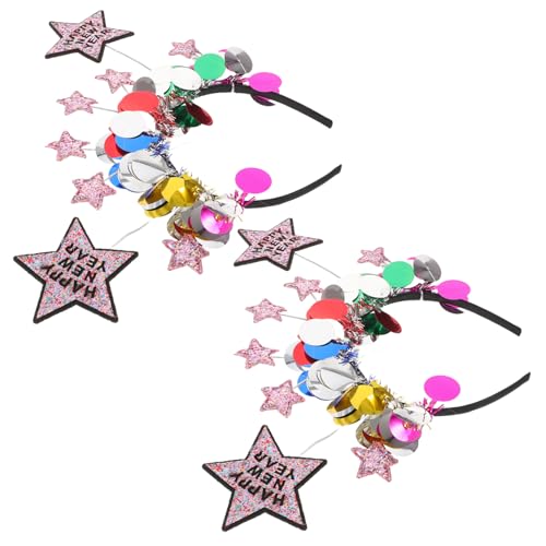 SAFIGLE 2 Stück Bunte Stern-stirnbänder für Silvester Party mit Fünfzackigem Sternmotiv Farbenfrohes Design Einfach zu Kombinieren Festlicher Haarreifen für Stilvolle und Verspielte Looks von SAFIGLE