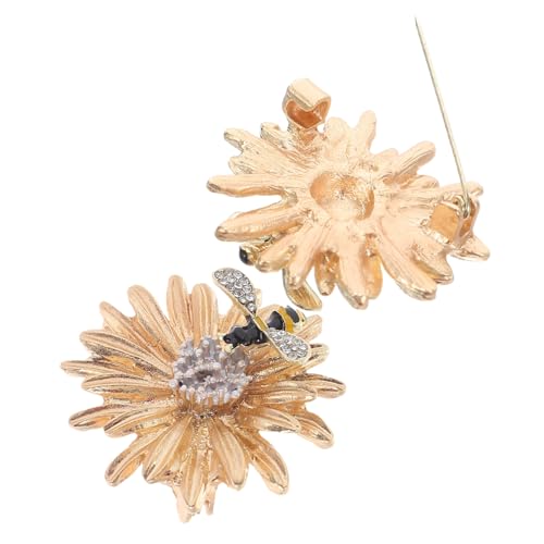 SAFIGLE 2 Stück Damen Brosche mit Blüten und Biene Modische Strass Blütenbroschen Vielseitig als Schal Mantelnadeln Sichere Anstecknadeln für Anzüge Kleider Schals Goldfarben von SAFIGLE