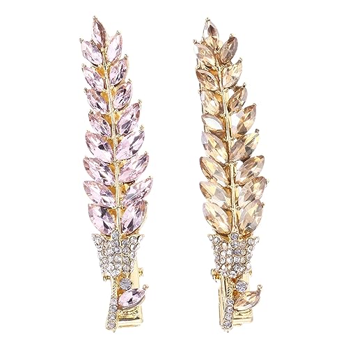 SAFIGLE 2stücke Haarspangen Mit Kristallen Für Frauen Entenschnabel Für Hochzeiten Haarklammern Mit Blattdekor-design Galvanisch Behandelt Langlebig Und Einfach Zu Tragen von SAFIGLE