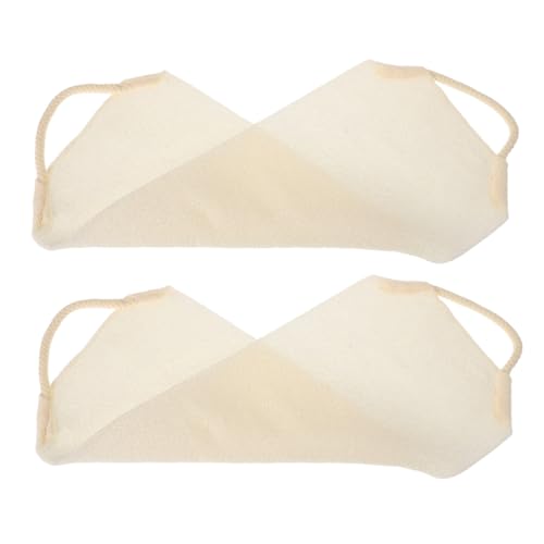 SAFIGLE 2 Stück Dehnbares Peeling Rückenwäscher Handtuch für Dusche Körperpeeling Beige Mehrzweck Duschzubehör für Ganze Familie von SAFIGLE