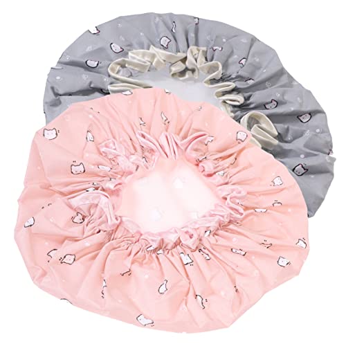 SAFIGLE 2 Stück Doppellagige Duschhaube für Damen und Herren Wasserdichte Badekappe mit Elastischem Design für Längeres Haar Blaue Schwimmen von SAFIGLE