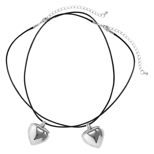 SAFIGLE 2 Stück Einfache Herzanhänger Halsketten mit Wachskordel Damen Kette für Teenager Clavicle Chains für Alltag Party Geschenkidee von SAFIGLE