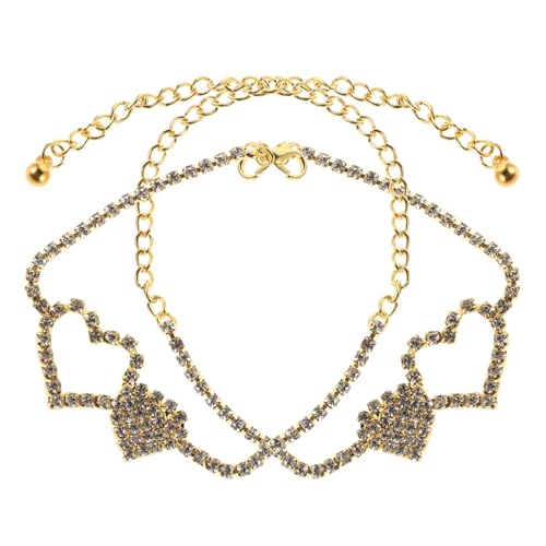 SAFIGLE 2stücke Fußkettchen Herz Verstellbar Mit Strass-anhänger Für Damen Strandparty Sommerschmuck Hohlherz-Design Fußschmuck Schmuck Für Freizeitoutfits von SAFIGLE