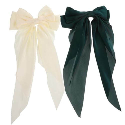 SAFIGLE 2 Stück Große Schleifen Haarspangen für Damen Elegante Stoff haarklammern Sicherer Halt Leichtes Haarzubehör für Stilvolle Frisuren Robust und Farbbeständig für Alltag und Events von SAFIGLE