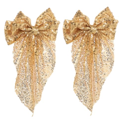 SAFIGLE 2 Stück Haarschleifen Clips mit Pailletten Großer Oversized Schleife Modischer Haarschmuck für Frauen Sicherer Halt Vielseitige Haarspange für Alltag und Besondere Anlässe von SAFIGLE