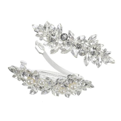 SAFIGLE 2 Stück Haarspange mit Strass Clips Mädchen französisch Temperament Haarspange Strass-Haarspangen für Frauen Metallhaarklammern Zinklegierung Silver von SAFIGLE