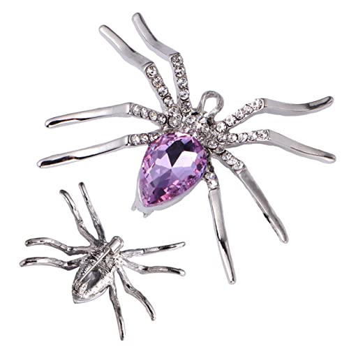 SAFIGLE 2 Stück Halloween Spinnen Broschen Langlebiger Legierung mit Funkelnden Kristallen Kreative Deko für Kleidung Taschen und Hüte als für Freunde und Familie von SAFIGLE