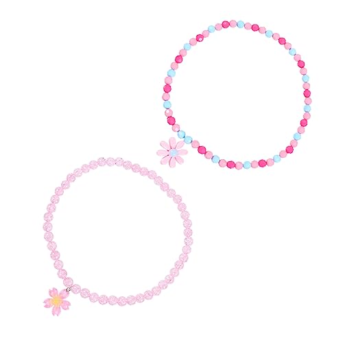 SAFIGLE 2 Stück Halskette Acryl Perlenkette mit Sonnenblumen Kirschblüten anhänger Bunte Beaded Choker Schmuck für Mädchen Modisch und Langlebig Geschenk von SAFIGLE