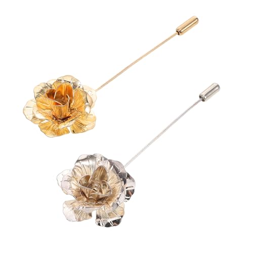 SAFIGLE 2stücke Rosenblütenbrosche Als Anstecknadel Metall Herren Vintage-design Für Anzug Hochzeitsaccessoire Party-kragenpin Blumen-abzeichen Für Business Smoking-brosche von SAFIGLE
