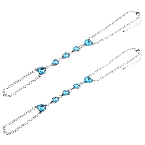SAFIGLE 2stücke Fußkettchen Mit Strass-Herz Und Ozeanmotiv Damenfußschmuck Schuhaccessoire Für Strandparty Und Sommer von SAFIGLE