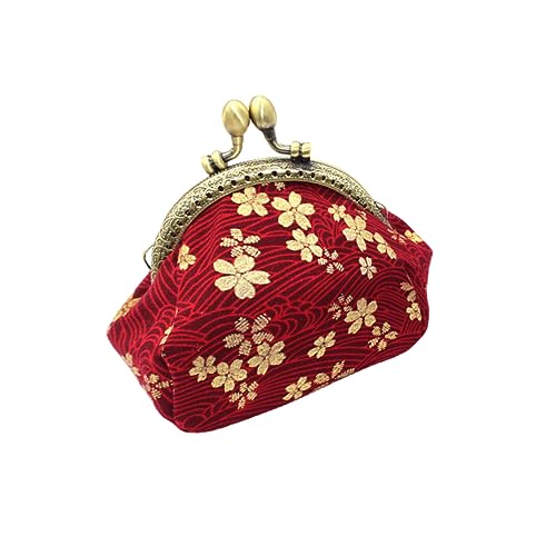 SAFIGLE 2 Stück Kirschblüten Geldbörse Schnapp Geldbörse Modische Aufbewahrungstasche Handytasche Trendige Vintage Münztasche Münztasche Segeltuch von SAFIGLE