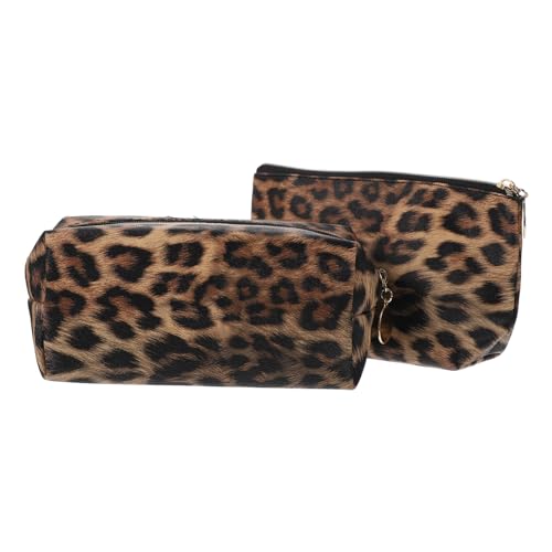 SAFIGLE 2stücke Leopardenmuster Kosmetiktaschen Von Tragbare Makeup-Taschen Für Frauen Multifunktionale Toilettentasche Aus Hochwertigem Pu-Leder Für Reisen Fitness Und Alltag von SAFIGLE