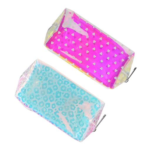 SAFIGLE 2 Stück Kosmetiktasche aus TPU Stylische Make Up Aufbewahrungstasche für Damen für Reisen und Toilettenartikel Großes Platzangebot Leicht und Langlebig von SAFIGLE