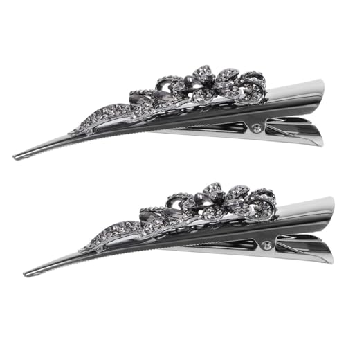 SAFIGLE 2 Stück Krokodilklemmen Für Dickes Haar Clips Zubehör Styling Ausgefallene Haarspangen Für Frauen Haarspange Für Damen Strasshaarbarrette Grey Strasssteine von SAFIGLE