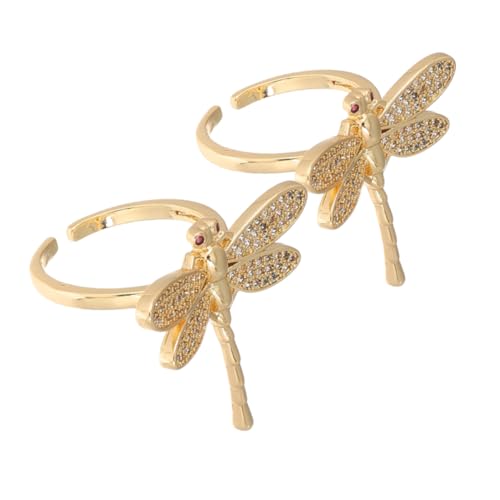 SAFIGLE 2 Stück Libellen Offene Ringe Damen Kupfer Zirkonia Schmuck Elegant Verstellbar Alltag Party Hochwertige Verarbeitung Hautfreundlich von SAFIGLE