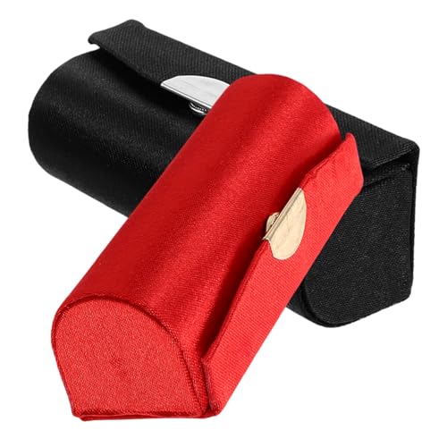 SAFIGLE 2stücke Lippenstiftetui Mit Spiegel Aus Seide Tragbarer Organizer Für Kosmetik Klassisches Aufbewahrungsetui Für Reisen Rot von SAFIGLE