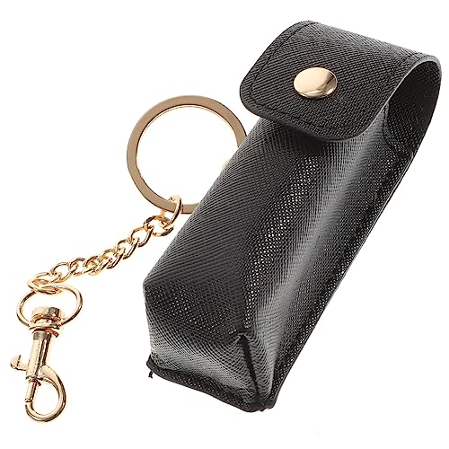 SAFIGLE 2 Stück Lippenstift Schlüsselanhänger Etui Schwarz Lippenbalsam Halter Tragbar Kleine Kosmetiktasche für Frauen und Mädchen von SAFIGLE