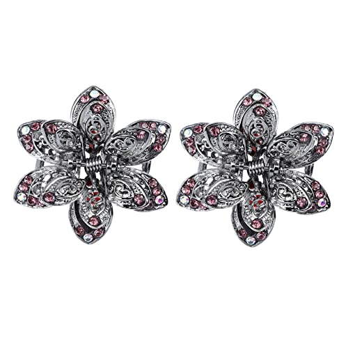 SAFIGLE 2 Stück Metal Crystal Haarspangen Teilig Vintage Haarklammern mit Strass für Damen Robuster Metallgriff Rutschfest Vielseitig für Alltag Dutt Flechtfrisuren und Beauty Routine von SAFIGLE