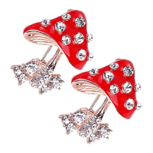 SAFIGLE 2 Stück Niedliche Cartoon Pilz Brosche Pins Legierungs Glänzende Strass Anstecknadel Einzigartiger Pilz Schmuck für Rucksack Kleidung und Taschen von SAFIGLE