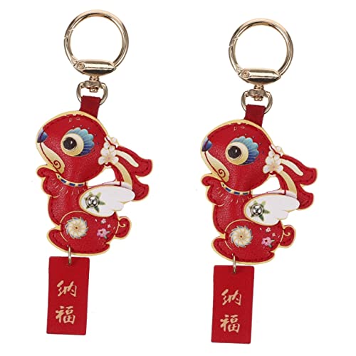 SAFIGLE 2 Stück Ornament Hase Schlüsselanhänger 2023 Feng Shui Schlüsselanhänger Chinesisches Neujahr Schlüsselanhänger Hase Schlüsselanhänger Hase Anhänger Chinesische Hase Auto von SAFIGLE