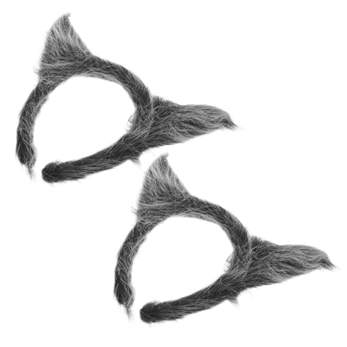 SAFIGLE 2 Stück Pelzohr Stirnband Tierohren Haarreif Halloween Kopfbedeckung Verkleidung Tier Cosplay Kostüm Zubehör Für Weihnachtsfest Mottoparty Grau von SAFIGLE