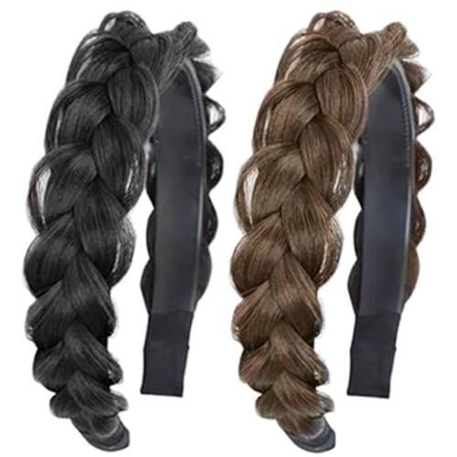 SAFIGLE Geflochtenes Stirnband aus Kunsthaar Zopfstirnband für Damen Breites Haaraccessoire mit Zopfdesign für Alltag und Partys von SAFIGLE