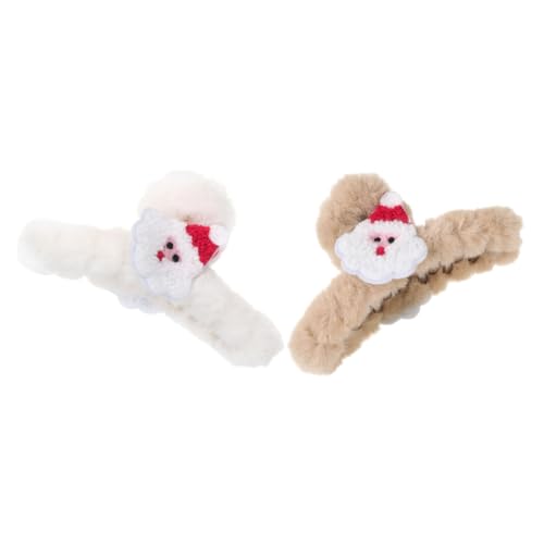 SAFIGLE 2 Stück Plüsch Haarklammer Teilig Weihnachts Haarspangen Damen Großes Haar Accessoire mit Starker Greifkraft für Dickes und Teenager Mädchen Festliche Haarklammern Komfortabel und von SAFIGLE