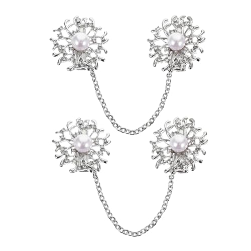 SAFIGLE 2 Stück Pullover Schal Und Cardigan Kettenclips Retro Perlen Cardigan Kragenkettenklemme – Elegante Kleiderklammer Für Büro Und Freizeit von SAFIGLE