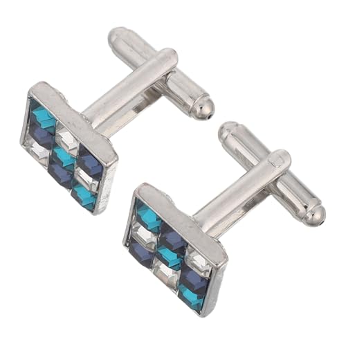 SAFIGLE 2 Stück Quadratische Farbige Zirkonia Manschettenknöpfe Herren French Cuff Stil Elegante Hemdknöpfe Hochzeit Business Anzug Schmuck von SAFIGLE