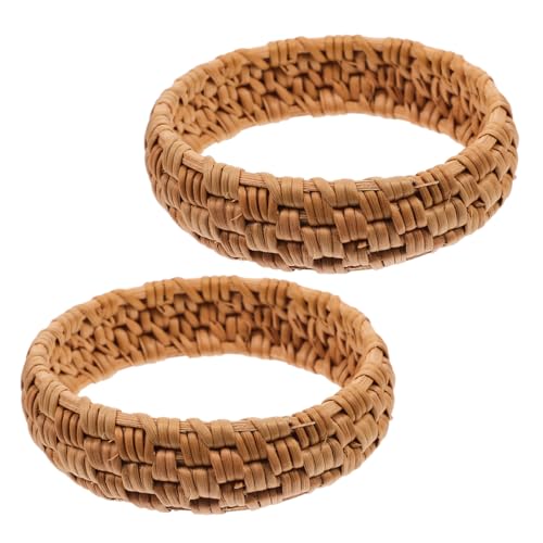 SAFIGLE 2 Stück Rattan Armbänder Gewebte Armbänder Handgefertigte Geflochtene Holzarmbänder Leichter Sommer Statement Schmuck Für Partys von SAFIGLE