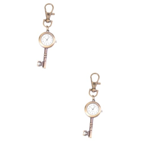 SAFIGLE 2stücke Retro Taschenuhr Im Schlüssel-Design Tragbare Kettenuhr Aus Antikem Messing Kreative Vintage-Uhr Für Männer Und Frauen Als Schlüsselanhänger Und Modisches Accessoire von SAFIGLE