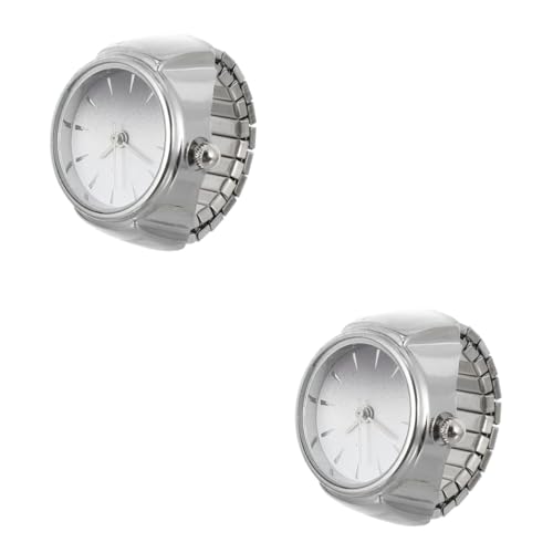 SAFIGLE 2 Stück Ringuhr Moderne Fingeruhr Boderry Uhren Für Herren Uhrenringe Für Damen Herrenmode Ringe Herren Mini Herrenuhren Ring Mit Uhr Punk Ringe Zinklegierung von SAFIGLE