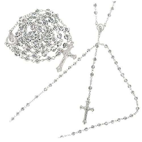 SAFIGLE 2 Stück Rosenkranz Gebetsseil Kreuz Design Halskette Charms Kruzifix Halskette Männer Harz Muslimische Perlen Gebet Perlen Armband Perlen Design Halskette Kreuz Halsketten von SAFIGLE