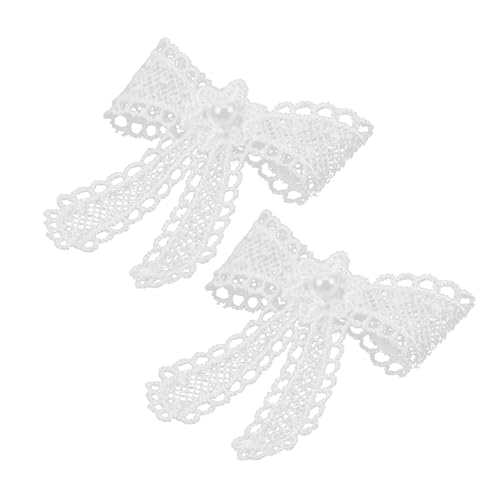 SAFIGLE 2 Stück Schleifen Schuhclips Spitzen und Perlen Stilvolle Schuhanhänger für Sneaker Einfache Anbringung Damenschuh Accessoires für Alltag Party und Hochzeit von SAFIGLE