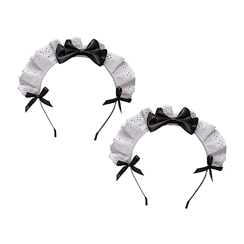 SAFIGLE 2 Stück Stirnband Haarschmuck Für Frauen Dienstmädchen Cosplay Kopfbedeckung Mädchen Reifen Dame Süßes Haar Accessoire Party Haarbänder Süße Accessoires Schleife von SAFIGLE