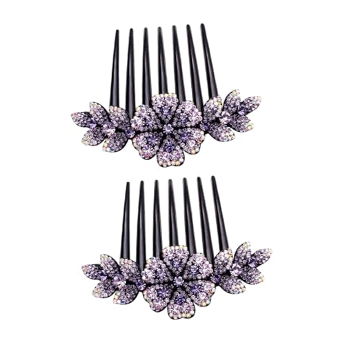 SAFIGLE 2 Stück Strass Blumen Haarkamm für Dutt Haarschmuck Damen Hochzeit Elegant Funkelndes Design Robust und Vielseitig für Festliche Anlässe und Alltag von SAFIGLE